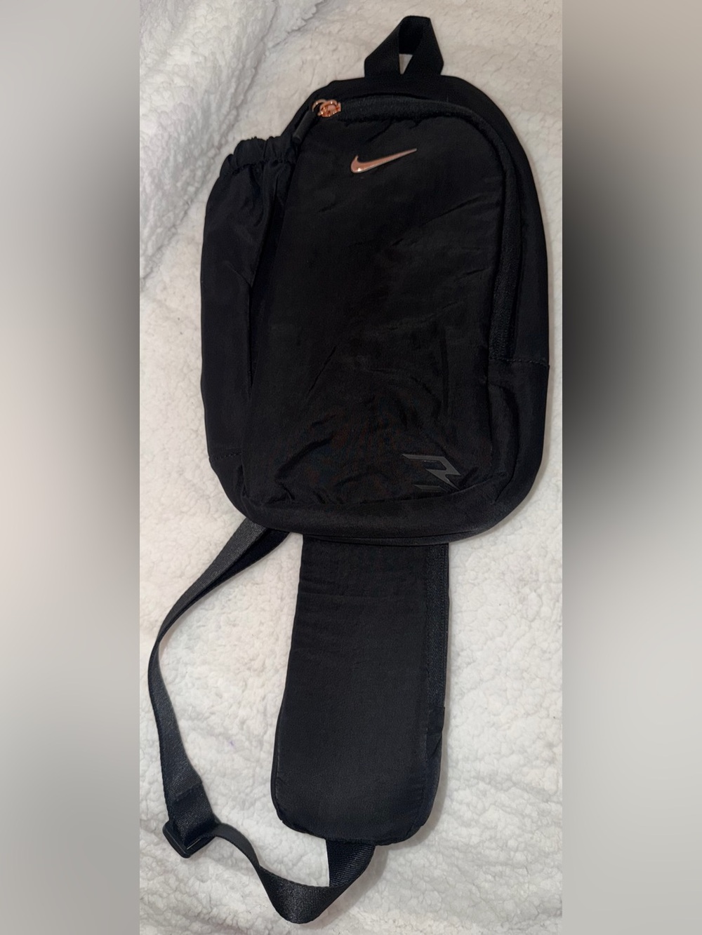Nike Black Sling Crossbody Bag with Rose Gold Swoosh